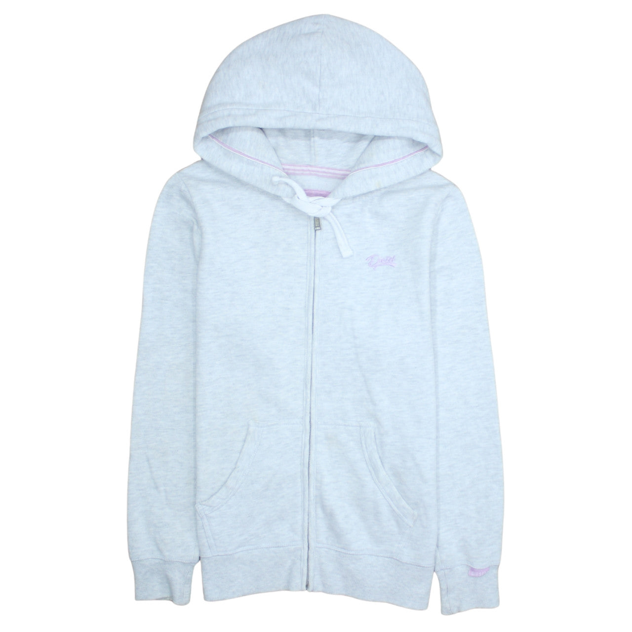 Womens UK Size L Diesel Grey Full Zip Hoodie