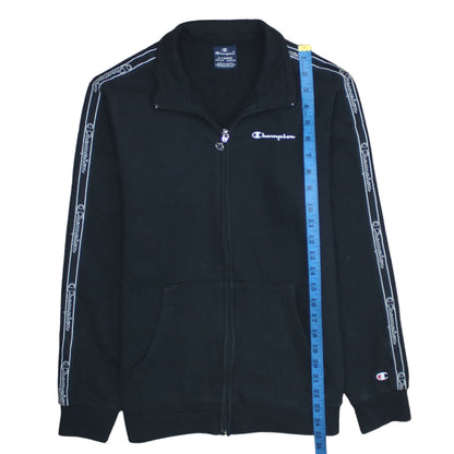 Champion Boys Black Full Zip Sweatshirt Size 13-14 Years Logo Tape Classic