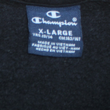 Champion Boys Black Full Zip Sweatshirt Size 13-14 Years Logo Tape Classic