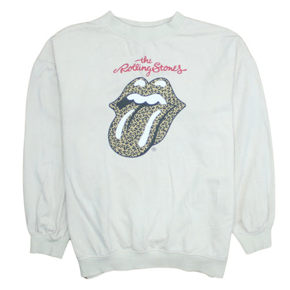 H&M Girls White Rolling Stones Leopard Print Pullover Sweatshirt 10-12 Years