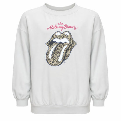 H&M Girls White Rolling Stones Leopard Print Pullover Sweatshirt 10-12 Years