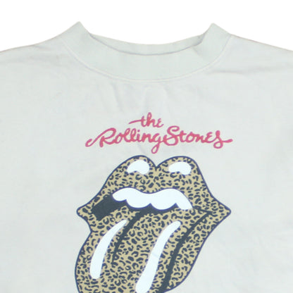 H&M Girls White Rolling Stones Leopard Print Pullover Sweatshirt 10-12 Years