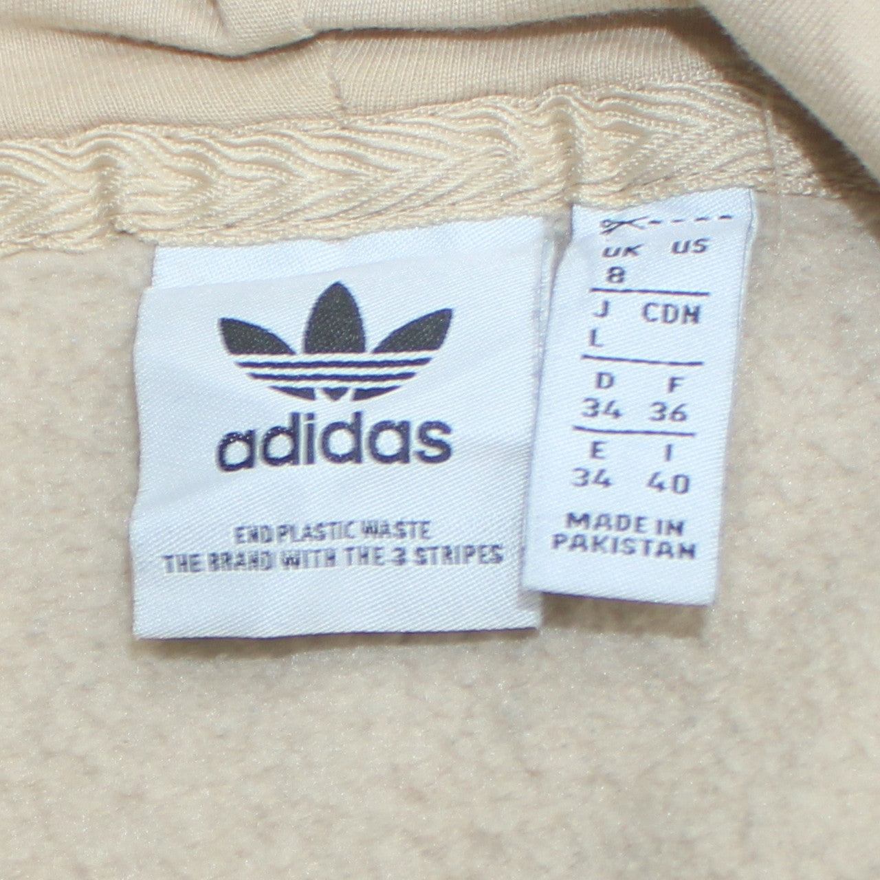 Womens UK Size 8 adidas Beige Pullover Hoodie