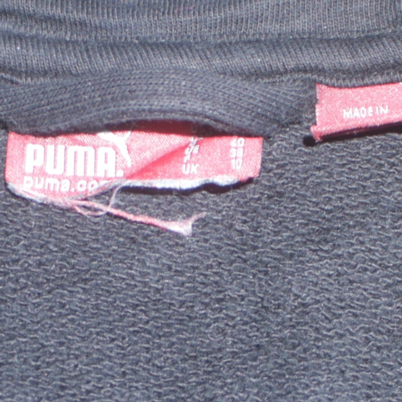 Womens UK Size 10 PUMA Black Full Zip Hoodie