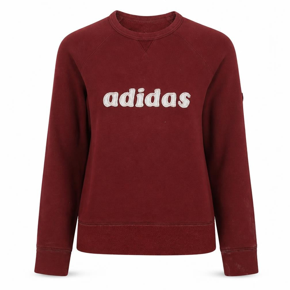 Front view of Adidas Women Burgundy Logo Sweatshirt UK 10 Cotton Blend Casual