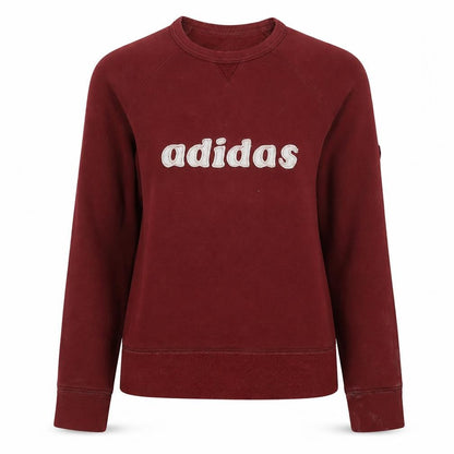 Front view of Adidas Women Burgundy Logo Sweatshirt UK 10 Cotton Blend Casual