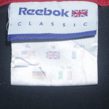 Reebok Womens Black Red V-Neck Long Sleeve Cotton Sports Top Size 18