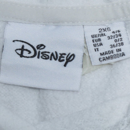 Womens UK Size 2XS Disney White Pullover Hoodie