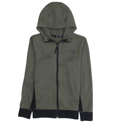 The North Face Boys Green Full Zip Hoodie Size L Cotton Blend Outdoor Hooded Sweatshirt