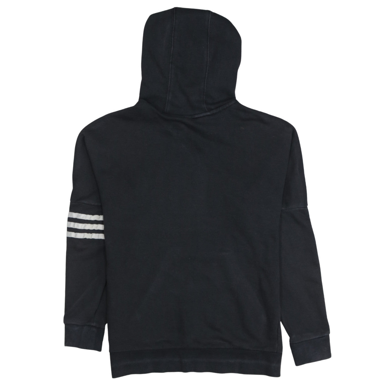Adidas Boys Black Pullover Hoodie 11-12 Years Logo Stripe Cotton
