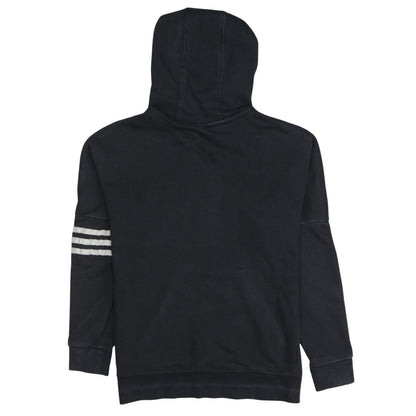 Adidas Boys Black Pullover Hoodie 11-12 Years Logo Stripe Cotton