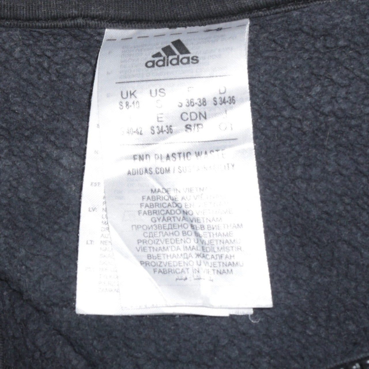 Womens UK Size S adidas Black Pullover Sweatshirt