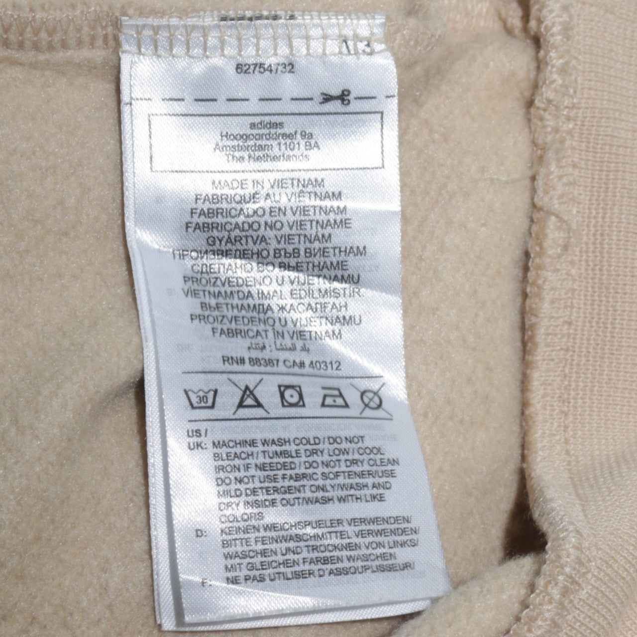 Mens UK Size S adidas Beige Pullover Hoodie