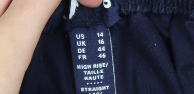 Womens UK Size 16 Lands' End Regular Fit Casual Workwear Travel Blue Trousers