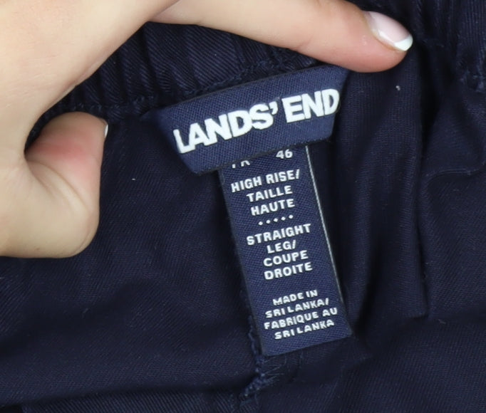 Womens UK Size 16 Lands' End Regular Fit Casual Workwear Travel Blue Trousers