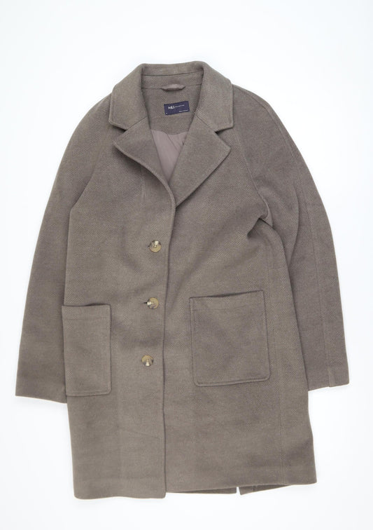 Womens UK Size 12 Marks and Spencer Brown Overcoat