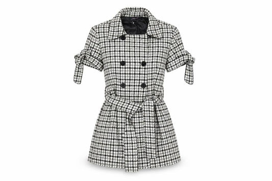 Rare Women’s Black Houndstooth Collared Belted Shirt Dress M