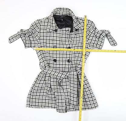Rare Women’s Black Houndstooth Collared Belted Shirt Dress M