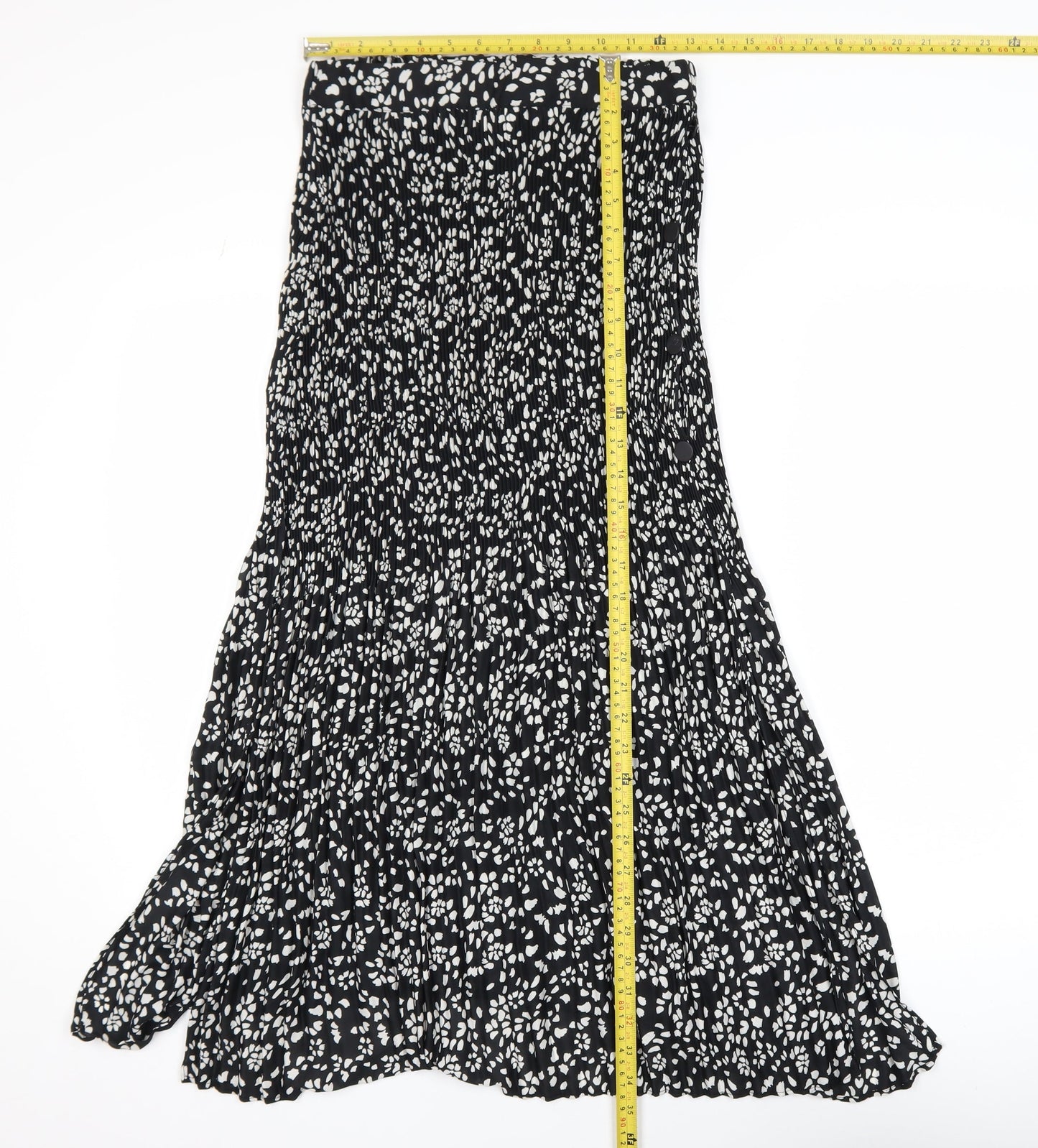 Topshop Women's Black Animal Print A-Line Midi Dress Size 10