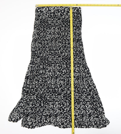 Topshop Women's Black Animal Print A-Line Midi Dress Size 10