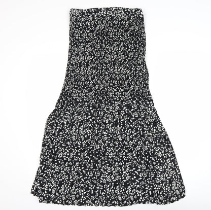 Topshop Women's Black Animal Print A-Line Midi Dress Size 10