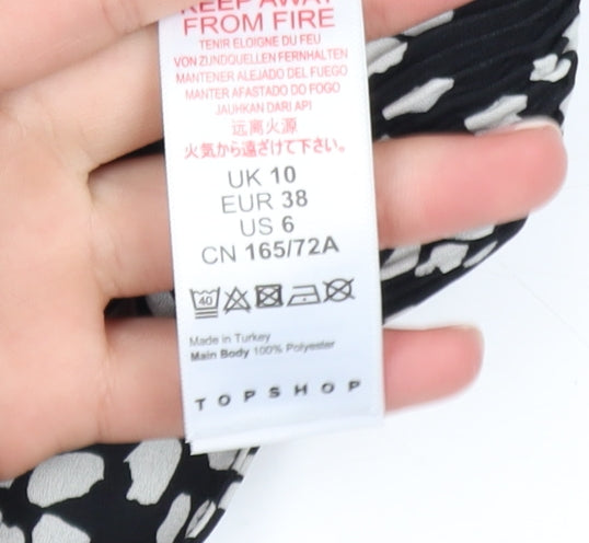 Topshop Women's Black Animal Print A-Line Midi Dress Size 10