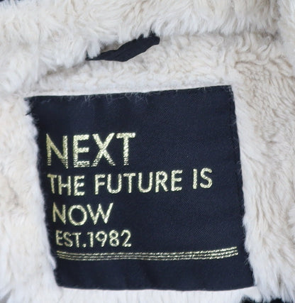 Next Girls Black Faux Fur Hooded Puffer Jacket 9 Years Winter Coat