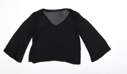 Womens UK Size S Zara Basic Black Basic Blouse