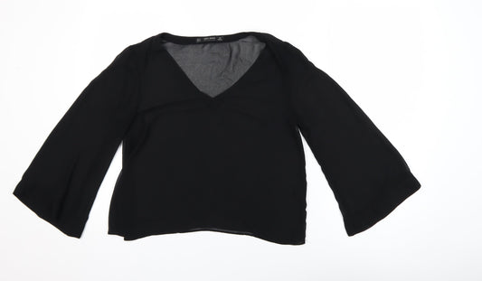 Womens UK Size S Zara Basic Black Basic Blouse
