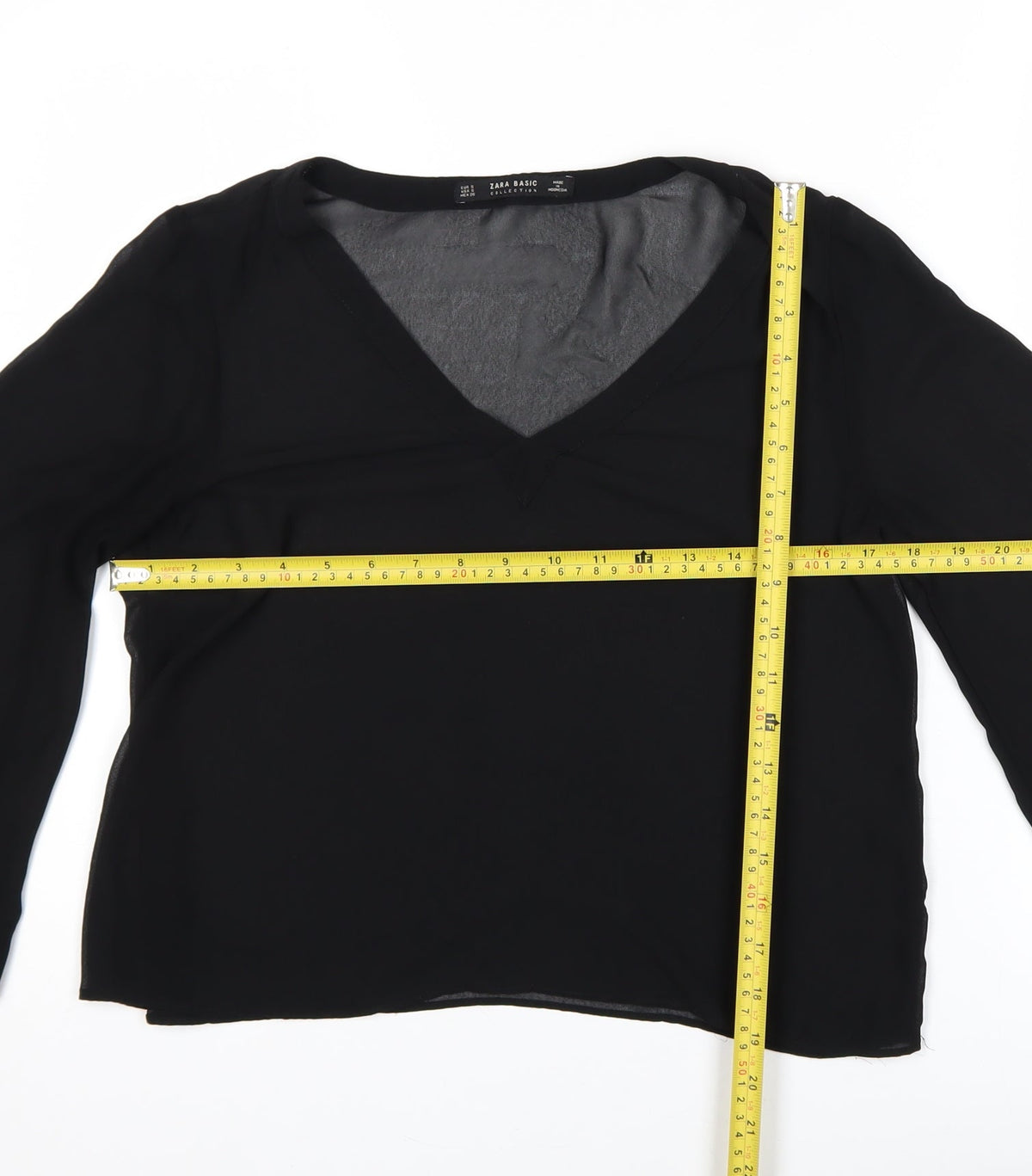 Womens UK Size S Zara Basic Black Basic Blouse