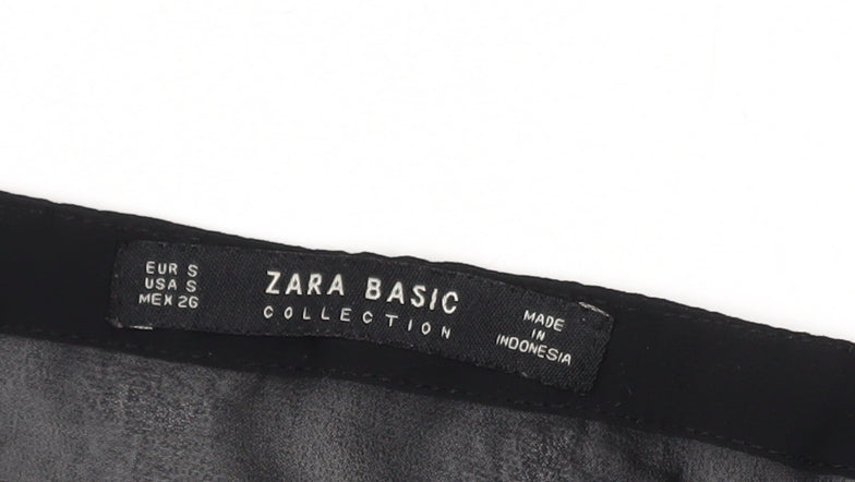 Womens UK Size S Zara Basic Black Basic Blouse