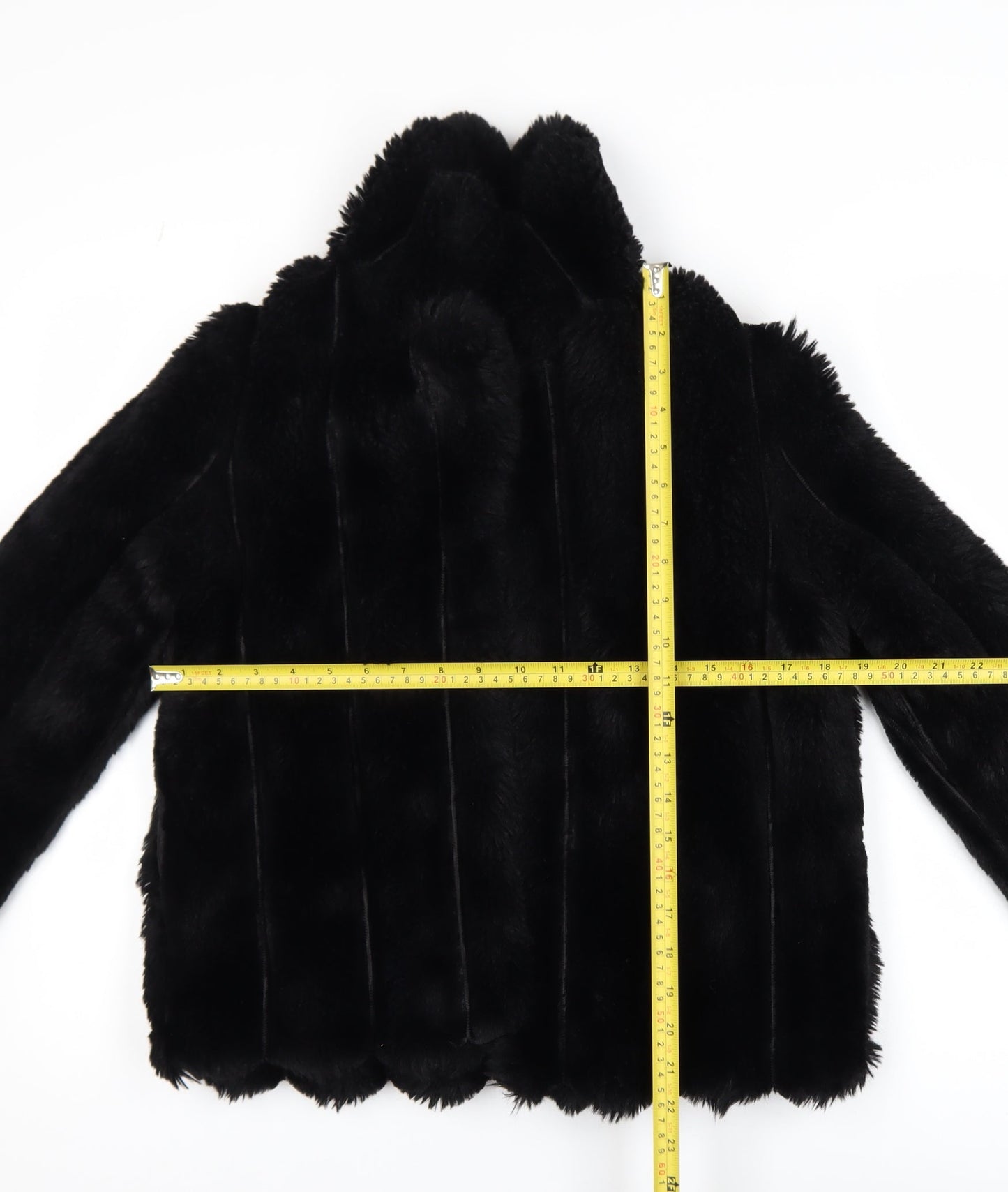 River Island Girls Black Faux Fur Mid-Length Coat 11-12 Years Lined Winter