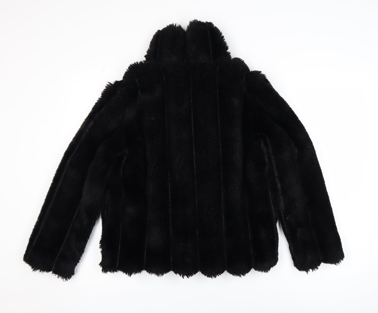 River Island Girls Black Faux Fur Mid-Length Coat 11-12 Years Lined Winter