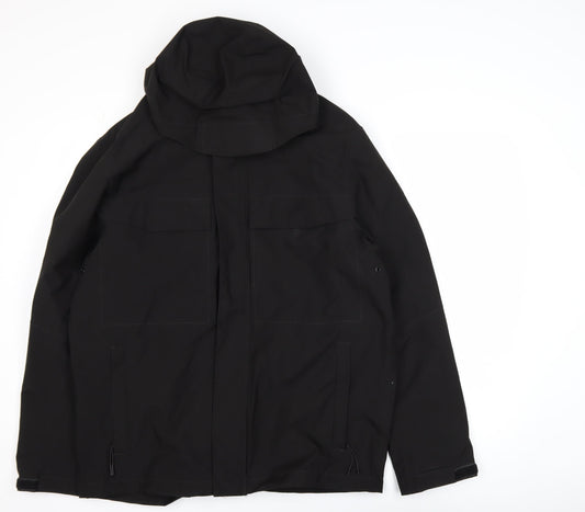 Primark Men’s Black Waterproof Hooded Rain Coat Jacket L