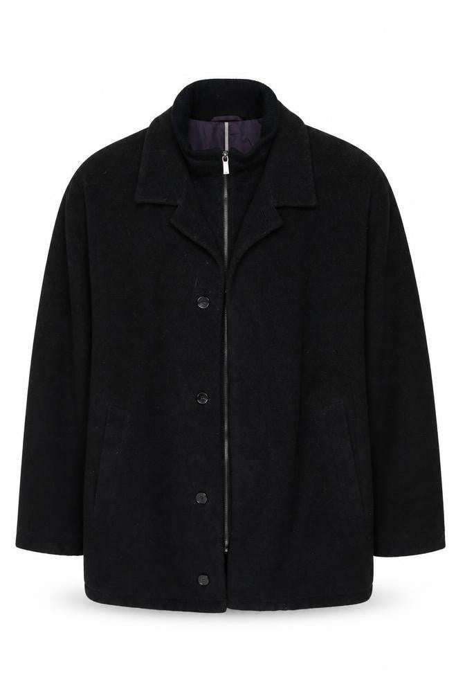 Guise Men's Black XL Wool Blend Mid-Length Overcoat