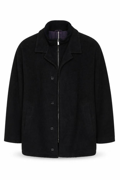 Guise Men's Black XL Wool Blend Mid-Length Overcoat