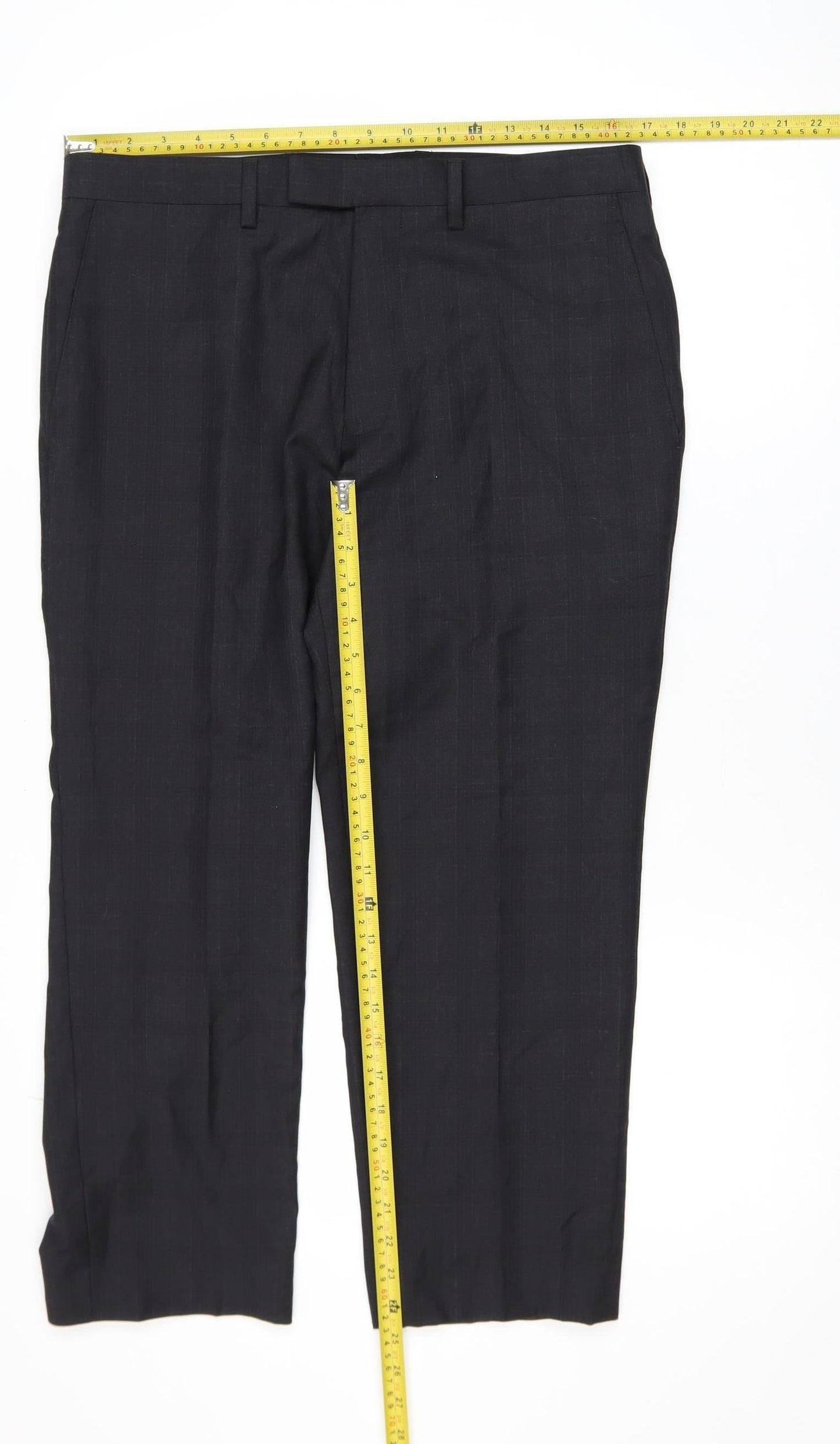 Mens UK Size 34S Kin by John Lewis Slim Fit Dress Pants Black Trousers