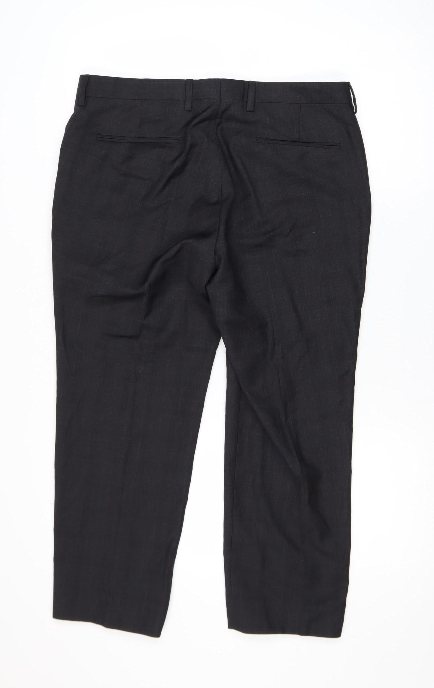 Mens UK Size 34S Kin by John Lewis Slim Fit Dress Pants Black Trousers