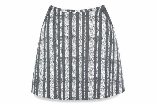 Next Women Grey Striped A-Line Knee Length Skirt Size 10