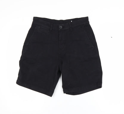 Zara Men's Black Chino Shorts Size 29 Slim Fit Cotton Blend