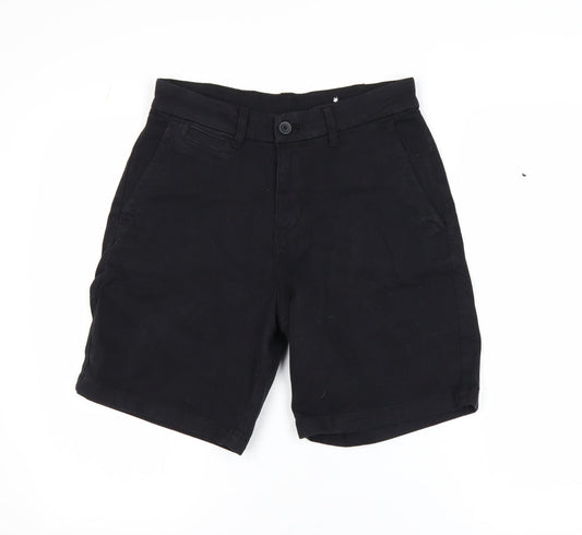 Zara Men's Black Chino Shorts Size 29 Slim Fit Cotton Blend