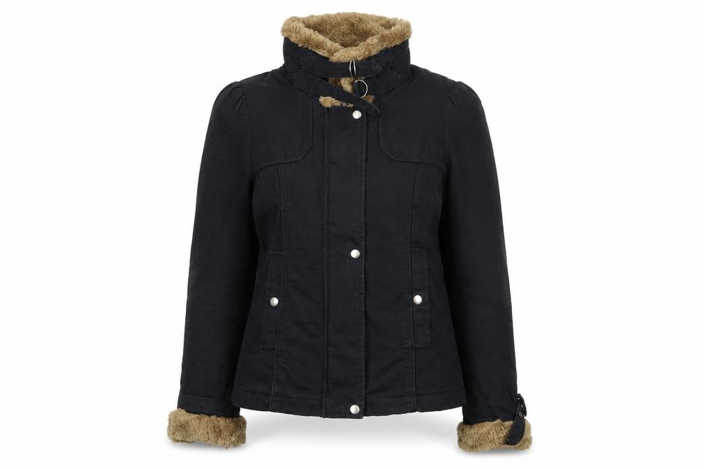 Womens UK Size 10 French Connection Black Parka Coat