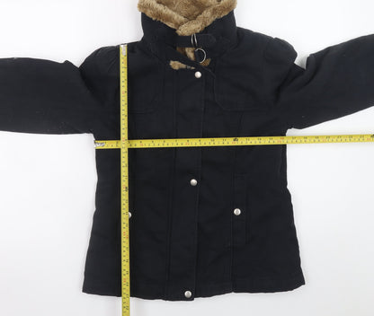 Womens UK Size 10 French Connection Black Parka Coat