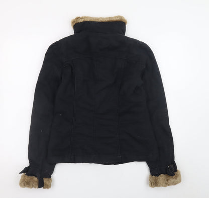 Womens UK Size 10 French Connection Black Parka Coat