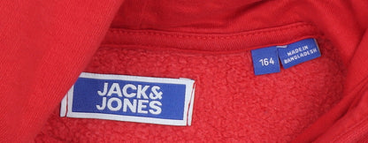 Teens UK Size 164 JACK & JONES Red Pullover Hoodie