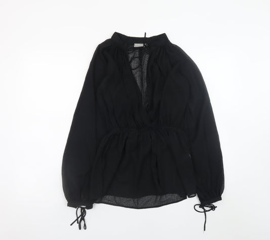 Womens UK Size 6 ASOS Black Wrap Blouse