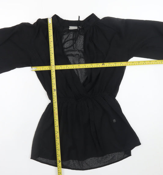 Womens UK Size 6 ASOS Black Wrap Blouse