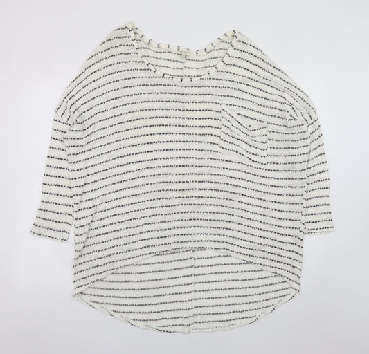 River Island Women's Black White Striped Jersey Top Size 16