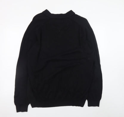 Easy Men’s Black 2XL Collared Long Sleeve Button-Up Cotton Jumper