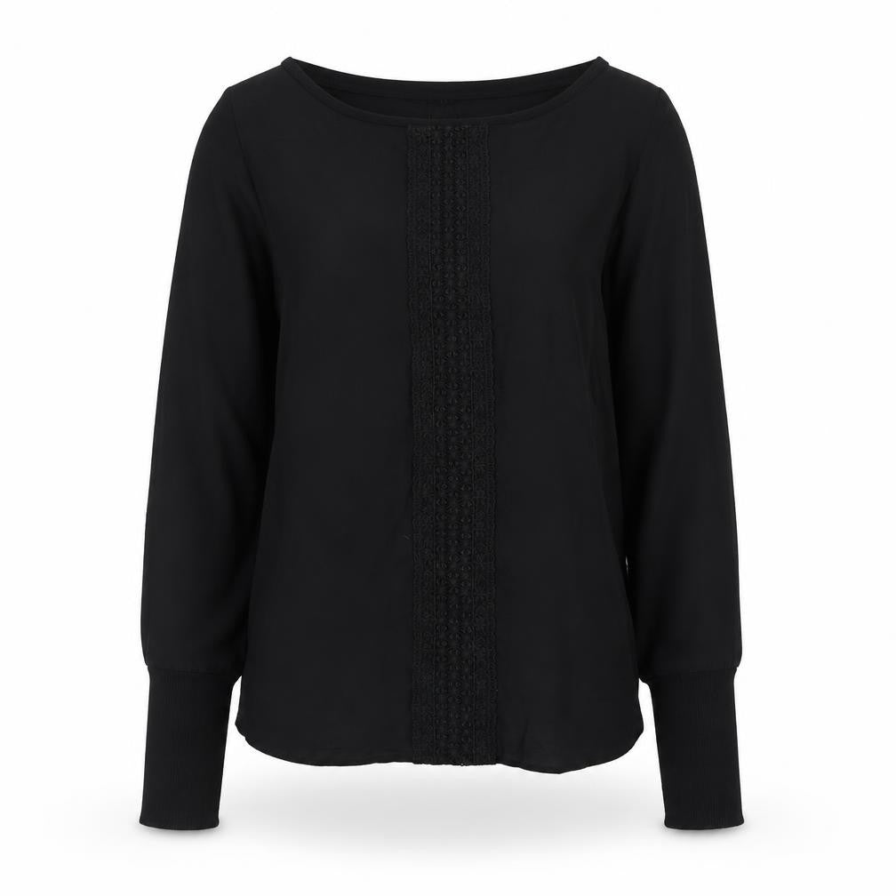 Et Vous Women's Black Long Sleeve Rayon Nylon Blouse M